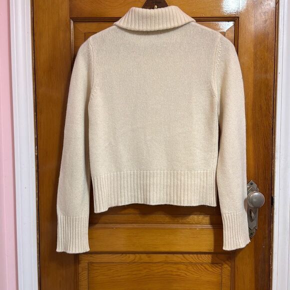 United Colors of Benneton Cream Knit Turtleneck Cardigan Women’s Small - Picture 6 of 6